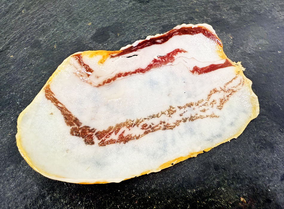 腸詰め熟成することで酸化されずに熟成され、薄くスライスしても円やかな風味と舌触りが存在感を引き立てます。ピメントン（スペイン風パプリカ）で味付けしてあります。